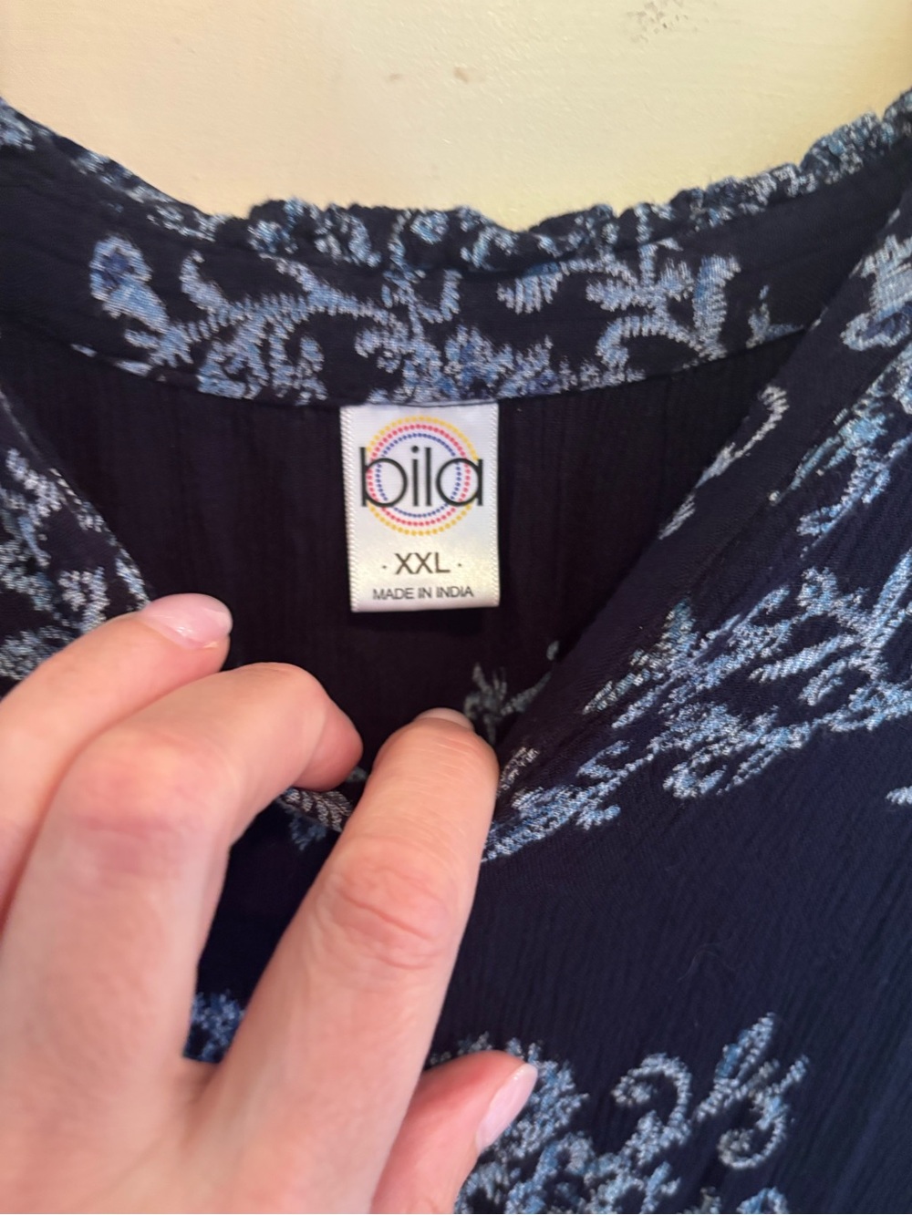 Billabong Navy Maxi Dress with Light Blue Floral Print Boho Aesthetic - Picture 5 of 6